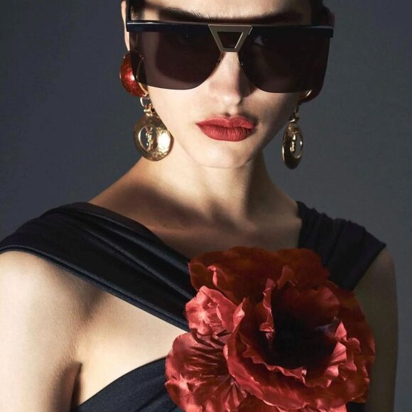 Saint Laurent SL537 PALACE 001 Sunglasses Black Shield Frame, Black Lenses - Picture 4 of 11